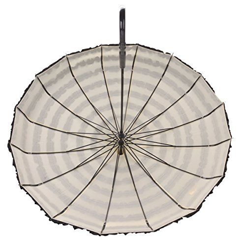 Outgeek Ladies Sunproof Umbrella Parasol Lace Flowers Pagoda-Shaped Victoria Style Long Handle (Cream) 1 - Image 4