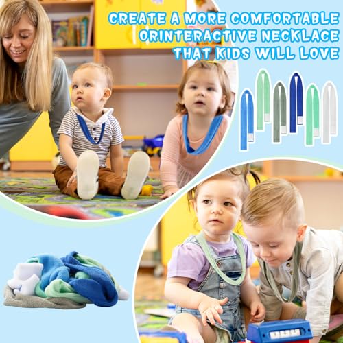 Image of Henoyso 12 Pack Sensory Chew Necklaces Kids Soft Terry Cloth Oral Motor Teething Toys for Boys Girls, Reusable Chewy Jewelry for Focusing & Calming(Solid Style,Adventure Ready Color)