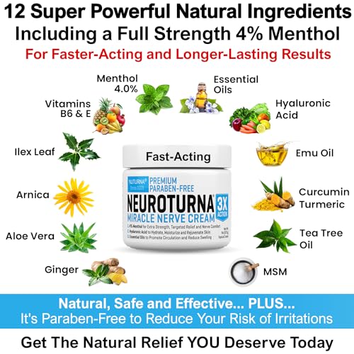 Neuropathy Nerve Relief Cream - Premium Nerve Cream 3X Action for Targeted Relief and Soothing Nerve Comfort - Maximum Strength with 4% Menthol Arnica MSM for Feet Hands Legs Toes & Back - Large 4 Oz - Image 6