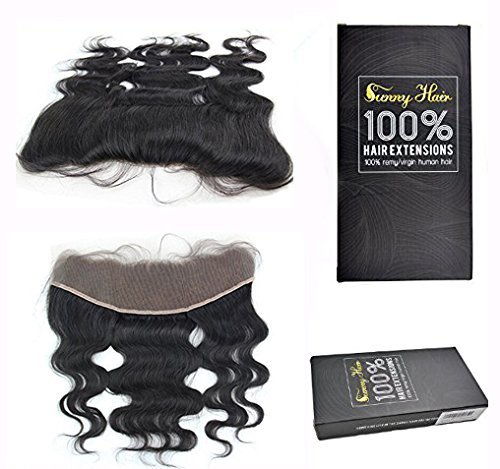 Sunny 13x4 Full Lace Frontal Closure Ear To Ear Free Part Unprocessed Brazilian Virgin Hair Silky Body Wave Human Hair Extensions Top Lace Front Closures Natural Color 12 inches