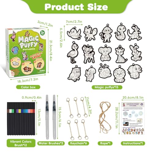 Image of PATPAT 37Pcs DIY 3D Magic Puffy Paint Kit for Kids, Cartoon Animals Theme Coloring Charms Set, 15 Templates, Fun Hands-On Textured Art Craft Set for Kid Creativity, Birthday Gift for Girls Kids