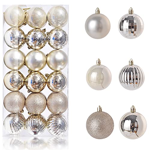 Muzhira 4cm 36pcs Boules de Noel Decoration Sapin, Boules de Noel en Plastique Les Décorations pour Sapin de Noël, Boules de Noël Ornements Décoratifs Pendentifs Cadeaux Cover