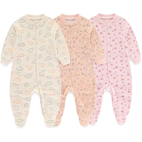 MAMIMAKA Newborn Baby Girls Sleepsuit 3 Pack Cover