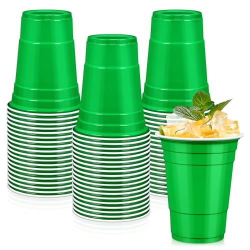 Lanlisa 50 Green Plastic Cups, 16 Oz Disposable Cups, Drinking Cups For Birthday Party, St Patricks Day, Christmas