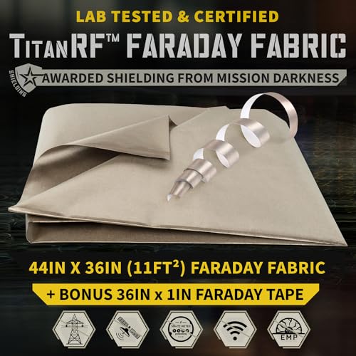 Mission Darkness MDFF-TRF Titanrf Faraday Fabric Kit 1 Yard // 44"W X 36"L Fabric + 36"L Tape Military Grade Conductive Material Blocks Rf Signals, Wifi, Cell, Bluetooth, Rfid, Emf thumb #1