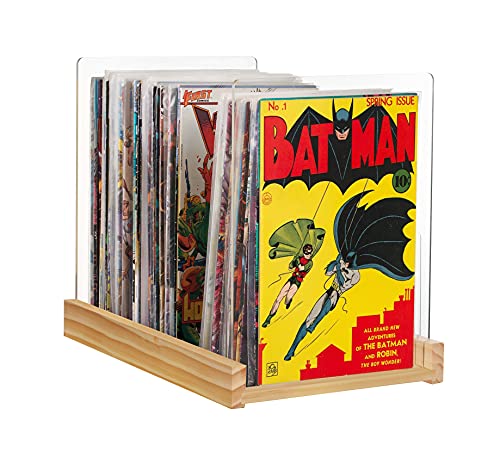 Patented-Comic-Book-Storage-Holder--Wooden-Acrylic-Display-BoxCase-for-Collectors--Organizer-for-Comics-Magazines-Books--Holds-150-Issues-145x8-in-Natural Patented Comic Book Storage Holder – Wooden & Acrylic Display Box/Case for Collectors – Organizer for Comics, Magazines & Books – Holds 150 Issues, 14.5x8 in (Natural) - Image 1