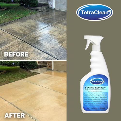 Image of TetraClean Cement Remover Spray 500ml - Heavy-Duty White Cement, Grout & Efflorescence Cleaner | Industrial-Strength Concrete Dissolver, pH Neutral