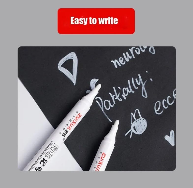 Image of like it 2pcs Waterproof White Permanent Paint Pen Fine | Oily Marker Pens for Rock Painting, Stone, Canvas, Glass, Metal, Ceramic & Tire | Perfect for Artistic Creations (2, White)