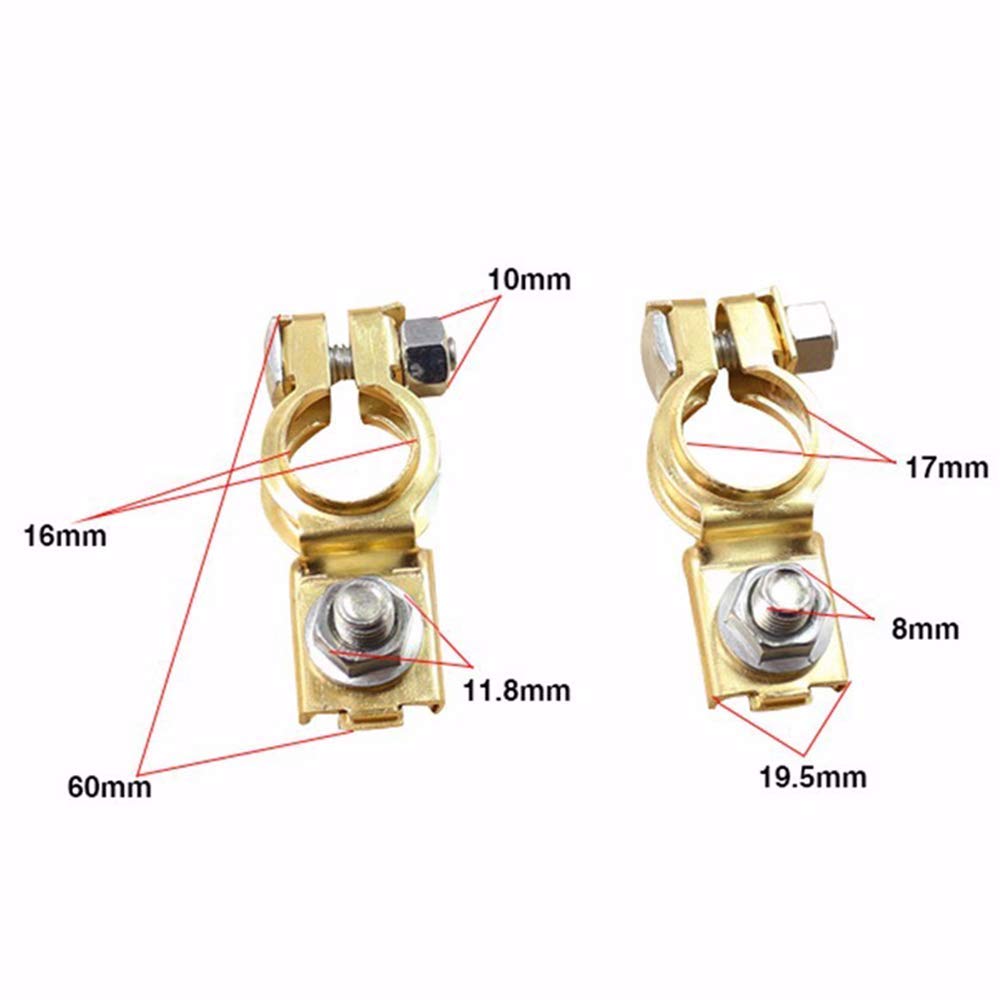 Morsetti Batteria Auto 12V/24V In Ottone | Terminali Positivo E Negativo | Con Dado Ad Ala | Per Spazi Stretti - Foto 4