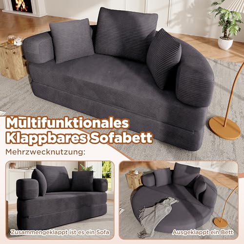 Sofá modular plegable multifuncional tipo cama ovalada de pana 173x176 cm para dormitorios 6