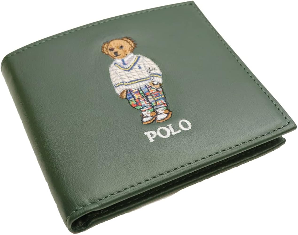 ポロラルフローレン ポロベア×チェック柄 二つ折り財布 グリーン 小物 ポロラルフローレン ポロベア×チェック柄 二つ折り財布 グリーン 小物