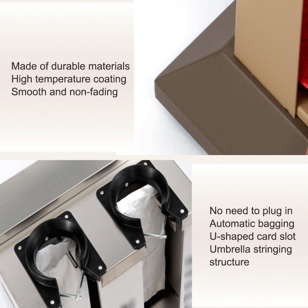 Involucro automatico per ombrelli, in acciaio inox, doppio supporto, per uso commerciale, ideale per aziende ed eventi