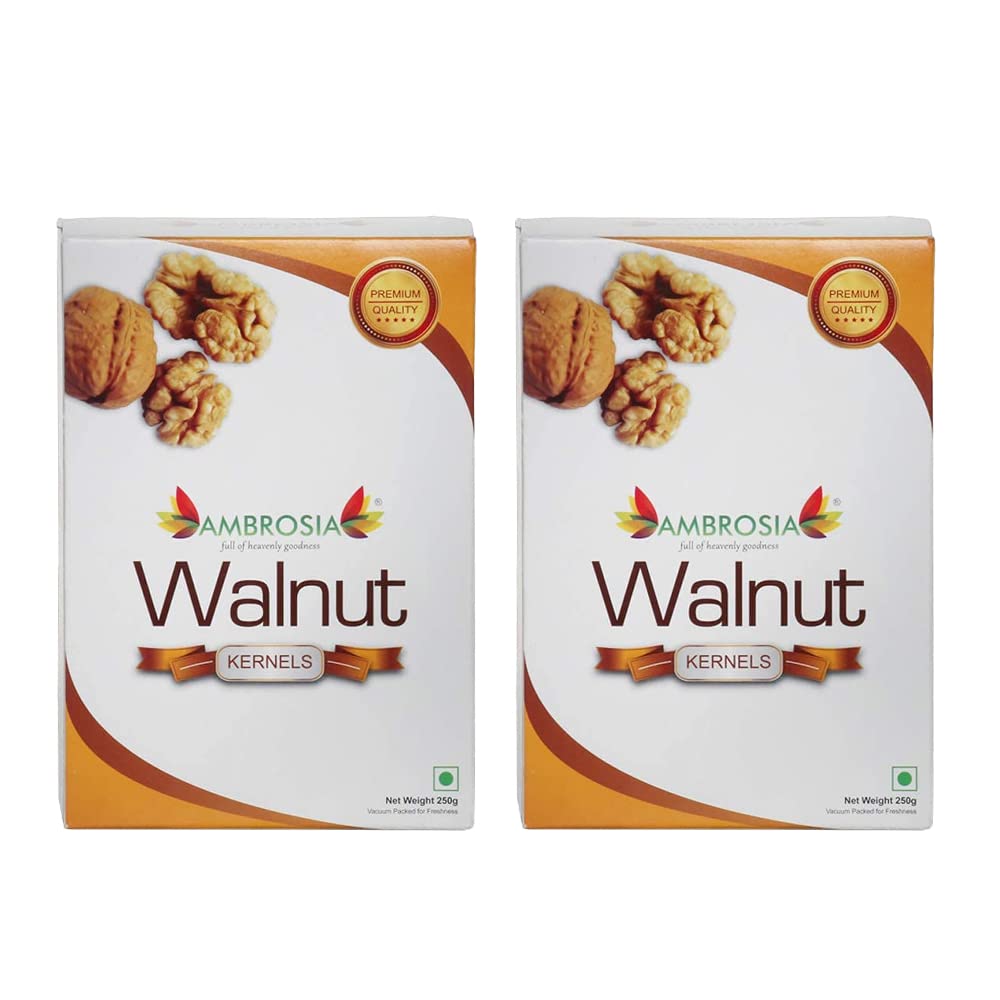Ambrosia Premium Walnut Kernels 250 g X 4 Packs | Kashmiri | New Crop Extra Light Halves | Dry Fruits Walnuts 1kg Without Shell akhrot 250 Grams | Fresh Snack | Zero Added Color or Polish (B07P7Q77TY) Amazon Price History, Amazon Price Tracker