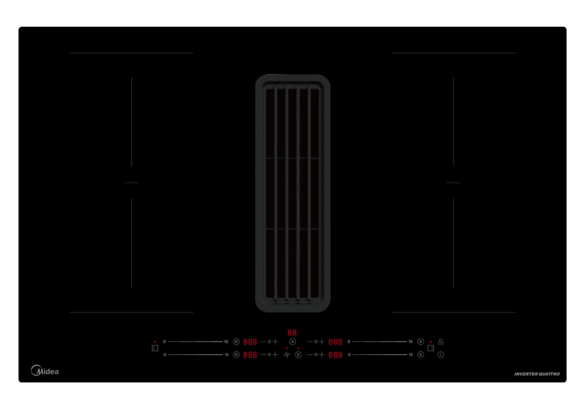 Midea MIH740Y038B Autarkes Induktionskochfeld mit integriertem Dunstabzug 80 cm FlexZone