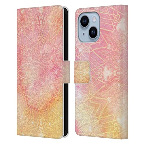Étui Cuir iPhone 14 Plus Pink Lemonade Mandala pour vos Sorties Urbaines