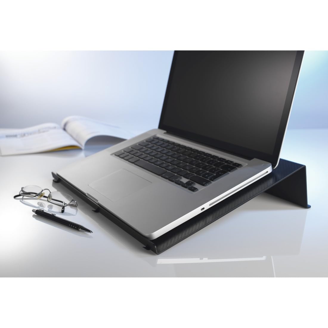 HAMA Supporto Fisso per Notebook in Simil Carbonio, Nero
