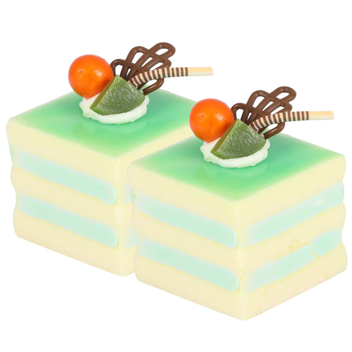 ECLENYES Fake Food for Kids,Artificial Cake Food Play Set Pretend Food Simulation Small Real Cake Model Food Cake Desk Decoration for Kitchen Living Room (2 Pack of Green)
