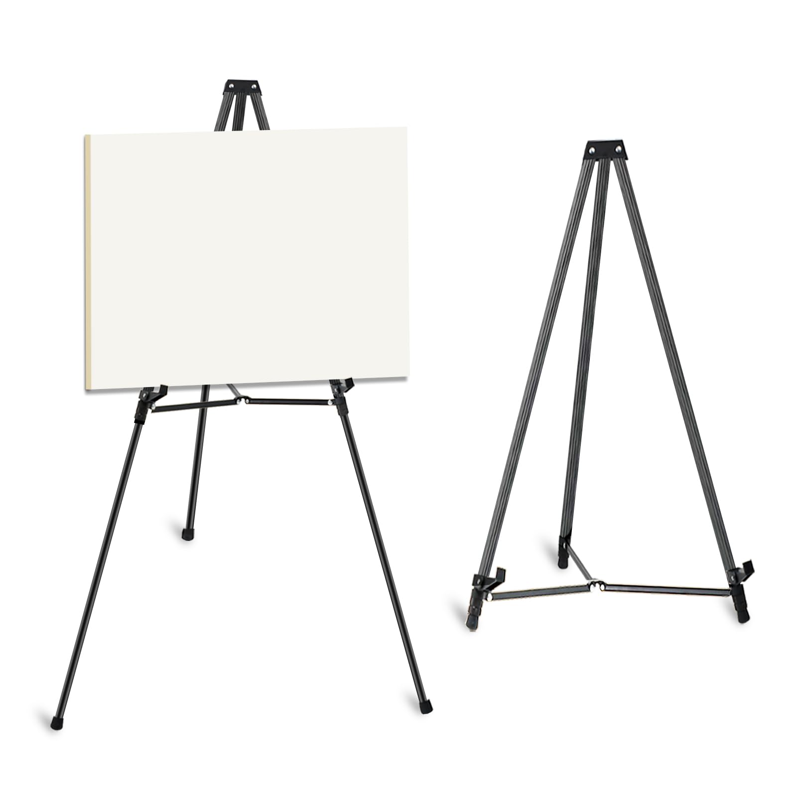 4 caballetes para exhibición, caballete telescópico de aluminio de 162 cm, caballete negro ajustable para pintura, obras de arte, lienzo, pizarra blanca, pósteres