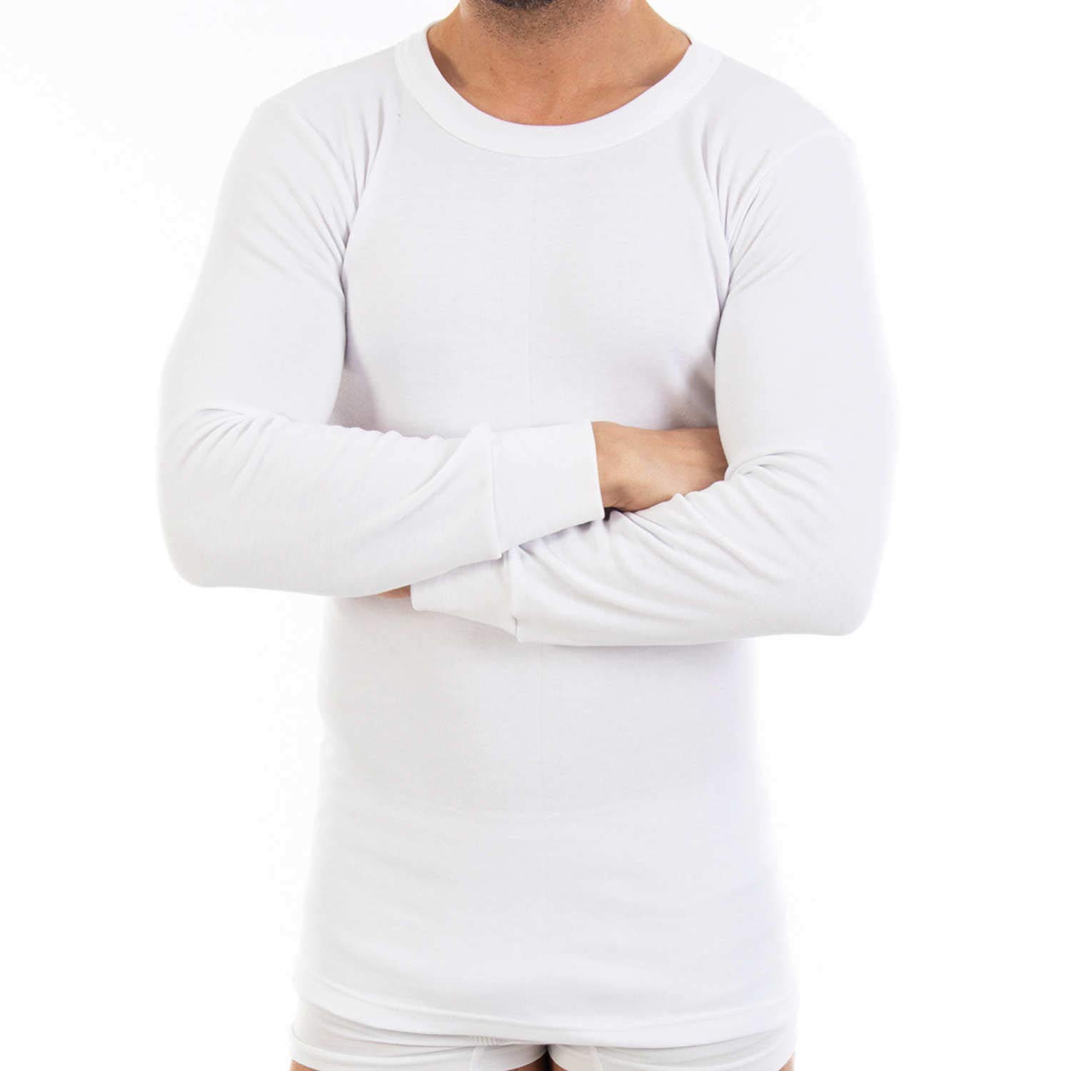 Lacotex Camiseta Interior Termal de Hombre | Camiseta Manga Larga y Cuello Redondo Térmica | Confort y Protección Térmica Interior | Pack Ahorro 6 Unidades | Talla M L101