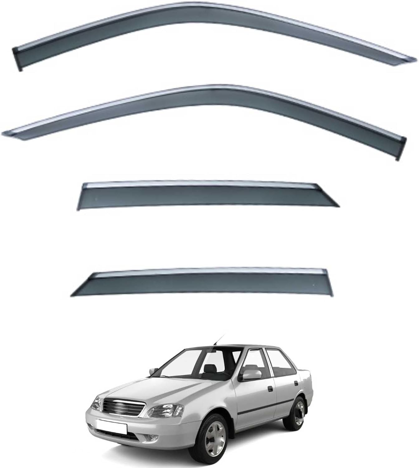 Nwsplmy Normal Wind Deflectors For Suzuki Alto Sedan Mk2-Sf 1988-2015, Rain Guards Window Visors, 4-Piece, Protects Against Fading & Cracks