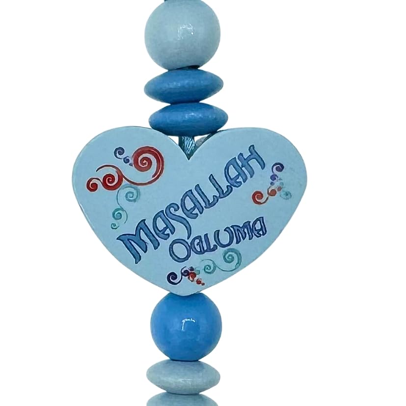 Set Nuckelkette + Kinderwagenkette mit Namen " M;ASALLAH OGLUMA " Babyblau Skyblau/Baby/Unisex/Personalisiert/HANDMADE