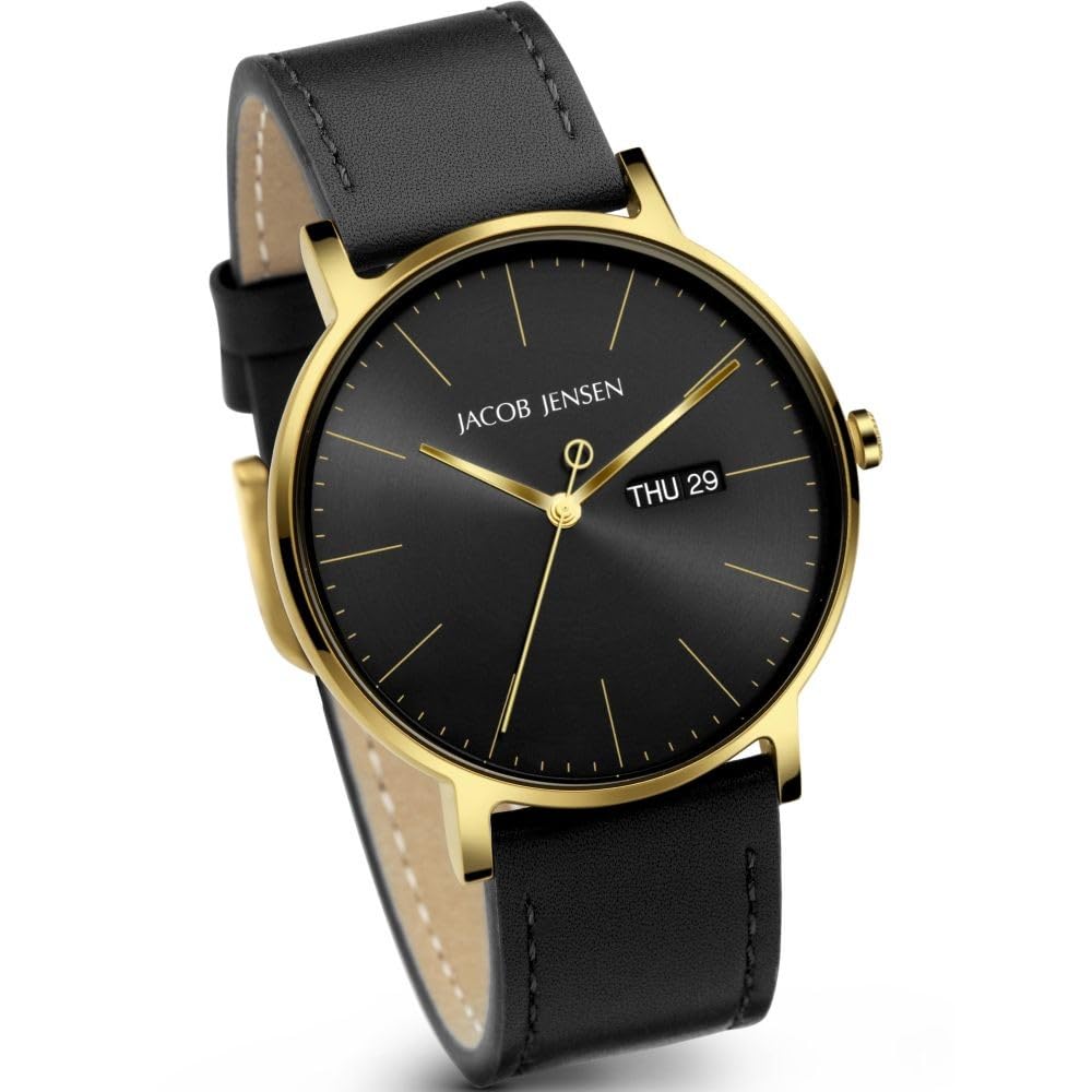 JACOB JENSEN Orologio da polso in titanio, diametro 40 mm, cinturino vegano nero, vetro zaffiro 32165, grigio., Moderno
