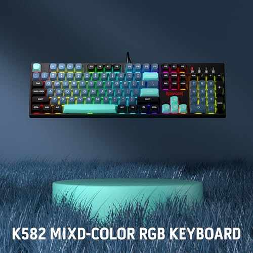 Redragon K582 SE Wired RGB Gaming Keyboard, 104 Keys Mechanical Keyboard w/Upgraded Hot-swappable Socket, Noise Dampening Kit, Mixed Color PBT Keycaps, Linear Red Switch