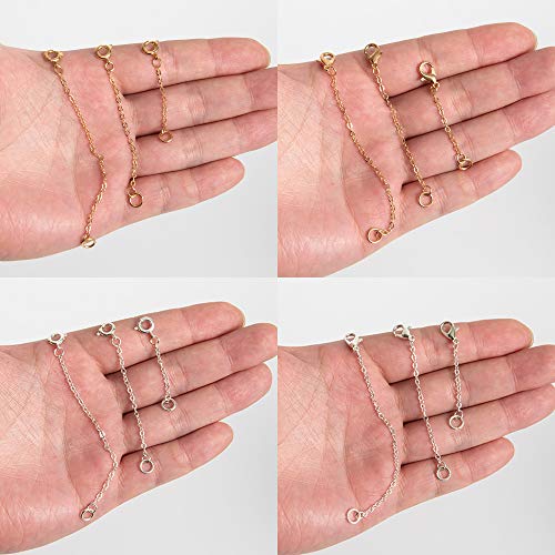 Image of Softones 12-18Pcs Ankle Bracelets Extenders-Extension for Womens Jewelry(1 2 3 Inch),with Lobster Clasp and O-Clasp from Gold Silver Rose Gold