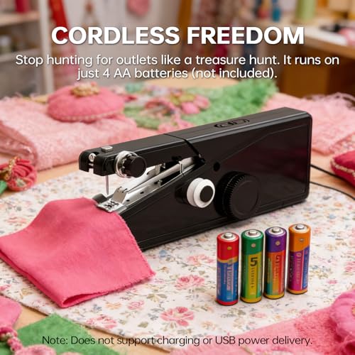 Image of Handheld Sewing Machine For Beginners, Mini Sewing Machine Portable, Easy To Use & Includes Sewing Kit, DIY Projects at Home or on the Go, Sewing Machine for Adults and Beginners.Black