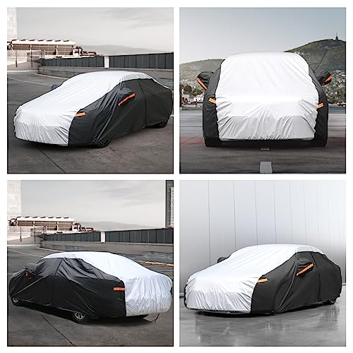 Image of Car Cover Waterproof All Weather 6 Layers, Outdoor Car Covers for Automobiles with Zipper Door, Hail UV Snow Wind Protection, Car Cover Fit Sedan-Length (180 inch to 190 inch)