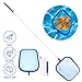Produktbild Fixget Poolkescher Poolabschäumer Leaf Net Pool Landing Net Mesh Skimming Pool Net Pool Leaf Skimmer mit 47 5-teiligem Aluminiumpfahl zur Reinigung von Pool, Gartenteich, Whirlpool