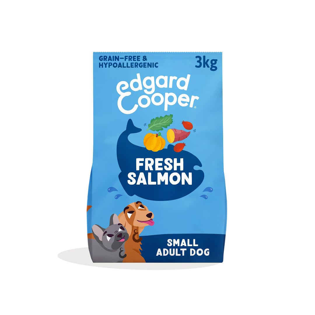 Edgard & Cooper Dry Dog Food For Small Breed Adult Dogs (3kg), Fresh Salmon, Balanced Fibre For Gut Health, Hypoallergenic Recipe With Natural Ingredients, Never Fish Meal