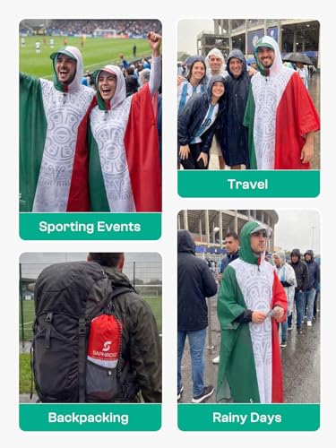 Image of SaphiRose Hooded Rain Poncho Waterproof Raincoat Jacket for Men Women Adults