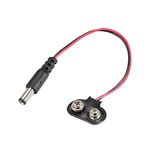 uxcell A11030700ux0045 2 piezas 0.083x0.217 in macho DC conector de alimentación a botón de batería de 9 V Cable conector (paquete de 2)