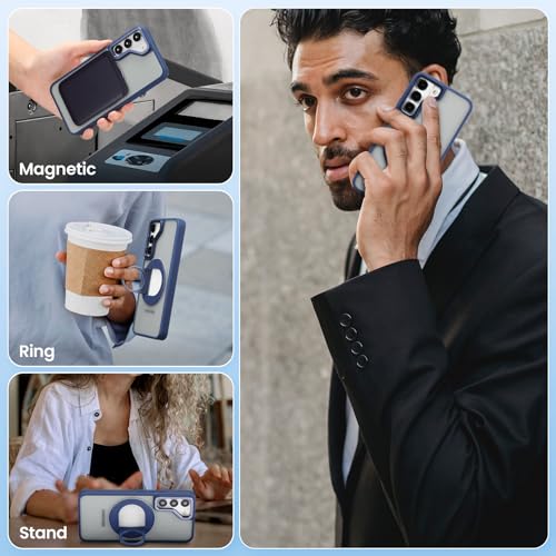 Funda Samsung S24 Plus translúcida antigolpes protectora con soporte cian 4