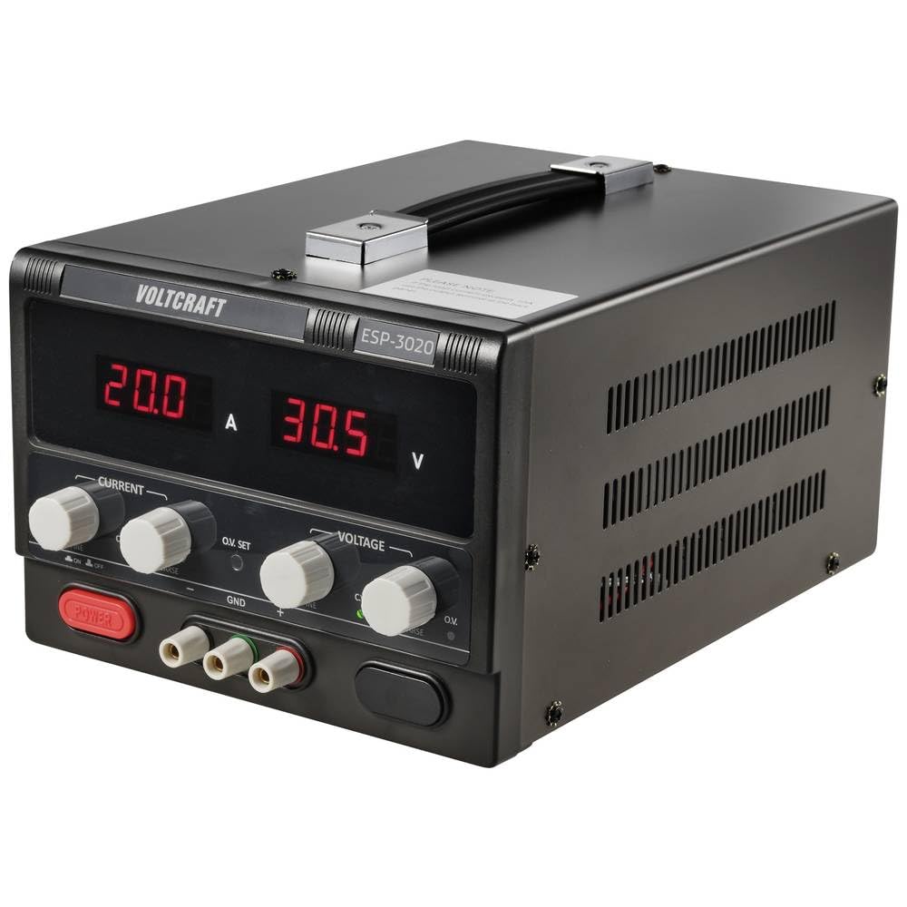 VOLTCRAFT ESP-3020 Labornetzgerät, einstellbar 0-30 0-20 A 600 W Steckanschluss 4 mm schmale Bauform Anzahl Ausgäng