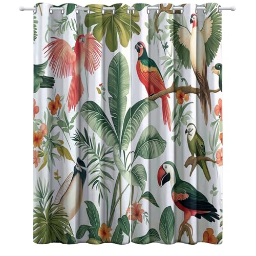 Juego de 2 cortinas opacas de 229 x 117 cm con motivos de animales tropicales 8