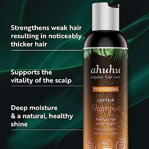 ahuhu THICKENING Caffeine Shampoo (200ml) - Organic caffeine shampoo for thicker & stronger hair, invigorates the scalp & activates the hair roots, 100% recycled plastic bottle, vegan hair care - Image 3