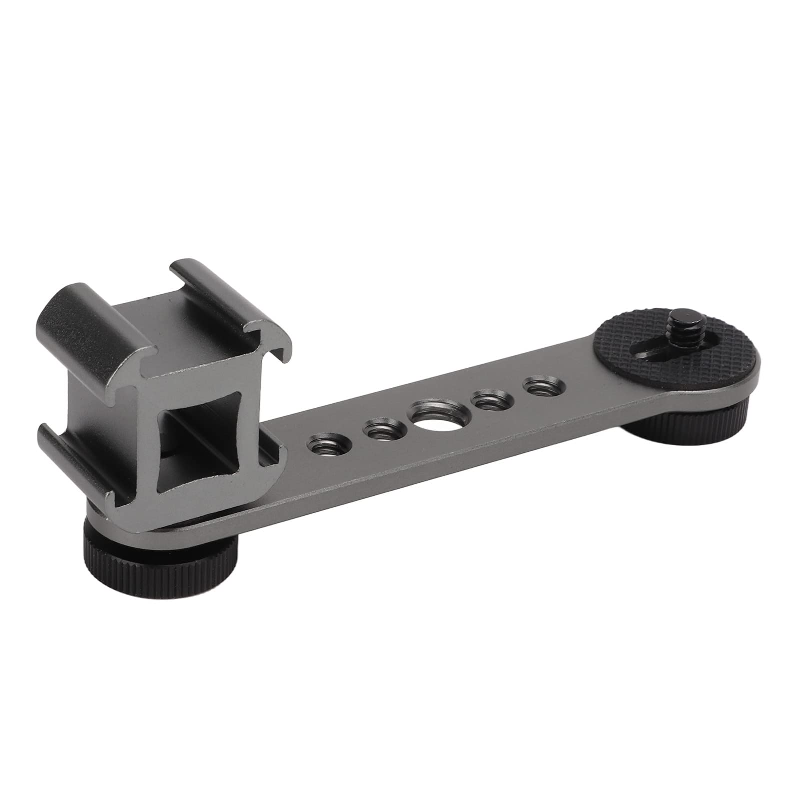 Triple Cold Shoe Mount Plate, Aluminum Alloy Microphone Stand Adapter with Screw Holes, for LED Light, Photography (Dark Grey)