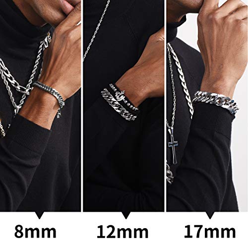 Stainless Steel Curb Chain Bracelet For Men 8Mm 19Cm Rapper Wrist Chain Bracelet #TOP4