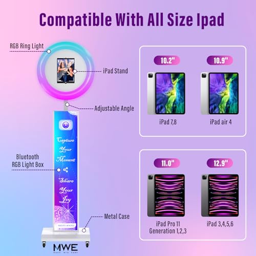 Image of JIYANG Photo Booth,Photo Booth Stand Shell with ChackTok PhotoBooth VIP Member,APP and Remote Control,Music Sync,Selfie Photo Booth Machine for Parties,Wedding and Events