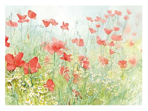 Lot de 50 sets de table en papier - 43 x 30 cm - Jetables DIN A3 avec motif coquelicots - Sets de table polyvalents pour mariage, anniversaire et quotidien -...