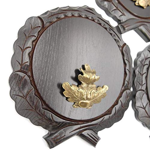 GTK - Juego de 3 placas de cuña talladas oscuras AF 19 cm con 3 hojas de roble, portada grande, tabla cuña, tabla de especias, placa de trofeos