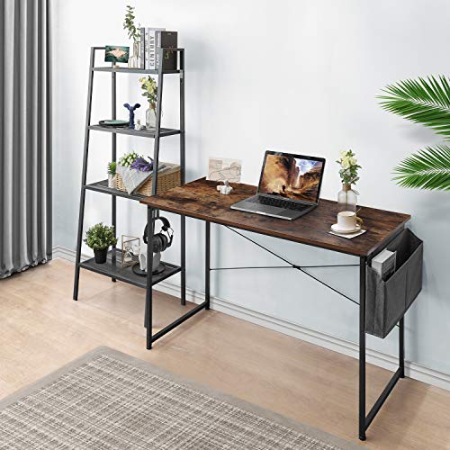 AuAg 39\'\' Small Computer Desk Home Office Desk, Simple Writing Desk with Storage, Vintage Desk Modern Laptop Desk Sturdy Work Table PC Computer Table, Small Home Desk Workstation- Rustic Brown