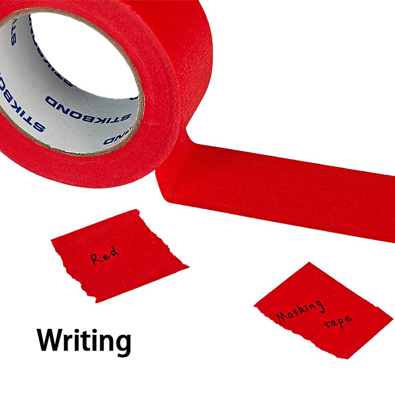 Image of 4-Packs Red Painters Tape 2inch x 55 Yards (220 Total Yards), Medium Adhesive Red Masking Tape for Wall Painting, Furniture Painting, DIY Handmade Decoration