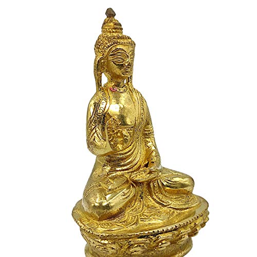 Image of Plus Value Brass Blessing Buddha Statue Idol Showpiece, Home Office Decor & Handicraft Products (Size 5.5 inches)