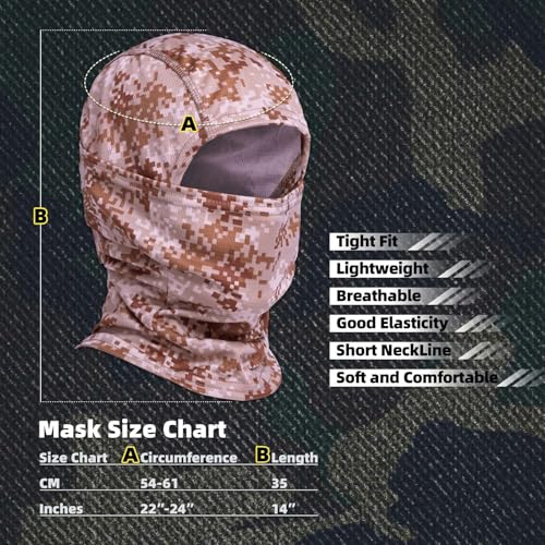 Image of Camo Balaclava Face Mask for Man and Women-Hunting,Skiing,Motorcycle Windproof,UV Protection&Military Training