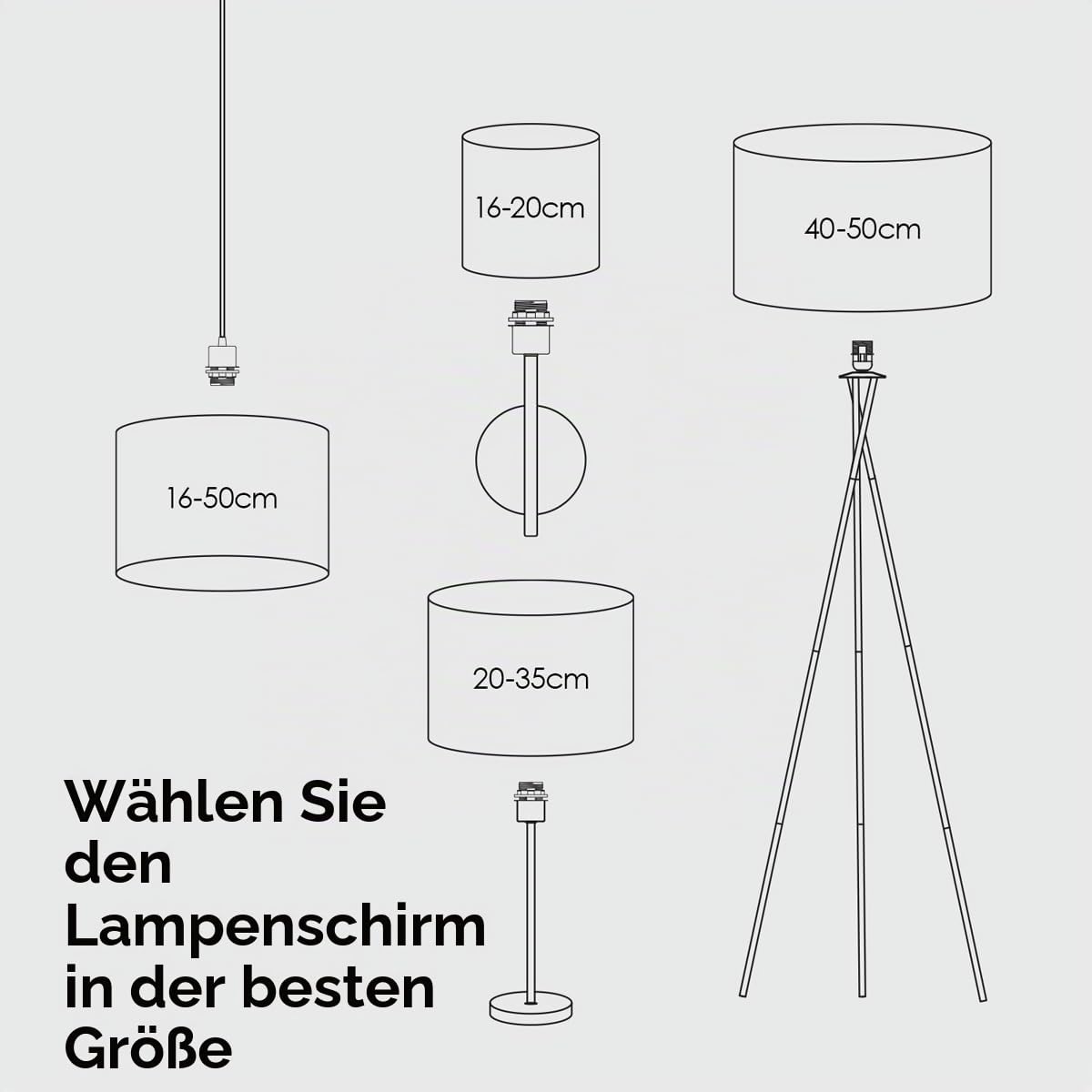 home sweet home collection Lampenschirm rund | Canvas | Stofflampenschirm | Textilschirm | Baumwolleschirm | Für E27 Fassung | Durchmesser 50cm Höhe 25cm | Anthrazit | Für alle Innenraumen IP20
