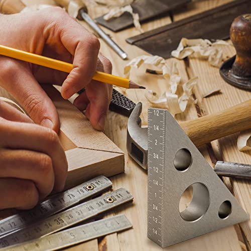 Right Angle Ruler, 45 n 90 Degree Small Aluminum Alloy Triangle Ruler with Both Imperial and Metric Scales Machinist Carpenter's Square Measuring Tool for DIY Woodworking Workshop Table and Miter Saw - Image 5