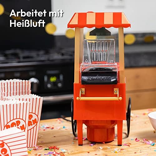 Bild 5 - Gadgy Popcornmaschine Heißluft - Retro Popcorn Maker - Popcorn Maschine für Fettfreies Ölfreies Pop Corn - Gesunder Maïs Snack - Popkorn Maschine Rot